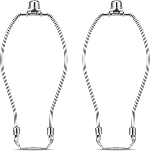 Lamp Harp 8 Inch, 2 Set [Heavy Duty] Lamp Harp Holder with Lamps Finial Caps and 3/8 Standard Saddle + E26 Light Base for Table and Floor Lamps (Silver) in Kuwait