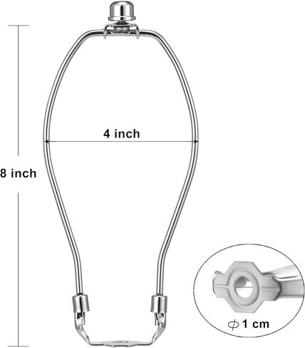 Lamp Harp 8 Inch, 2 Set [Heavy Duty] Lamp Harp Holder with Lamps Finial Caps and 3/8 Standard Saddle + E26 Light Base for Table and Floor Lamps (Silver) in Kuwait