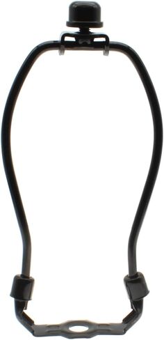 6 inch Lamp Shade Harp Holder Kit Heavy Duty Horn Frame Lampshade Bracket with Solid lamp Finial Cap for Table and Floor Lamps [FDXGYH，Black] in Kuwait