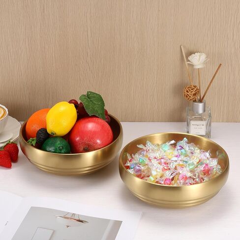 Key Bowl for Entryway Table Decorative Key Dish for Organizing Tabletop Catch All Bowl Gold Fruit Bowl for Kitchen Counter, Coffee Table,7.1 Inches in Kuwait