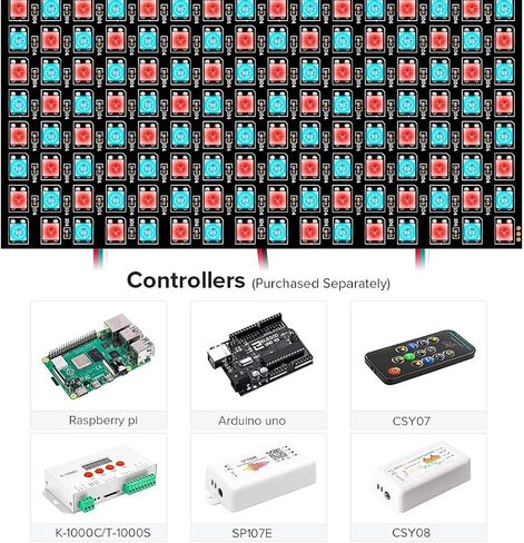 مصفوفة Sezo LED WS2812B RGB 5050SMD 16x16 256 بكسل مرنة رقمية مرنة بشكل فردي لـ Arduino LED صورة الشاشة المبرمجة الكاملة للإضاءة اللونية DC5V in Kuwait