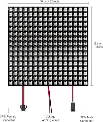مصفوفة Sezo LED WS2812B RGB 5050SMD 16x16 256 بكسل مرنة رقمية مرنة بشكل فردي لـ Arduino LED صورة الشاشة المبرمجة الكاملة للإضاءة اللونية DC5V in Kuwait