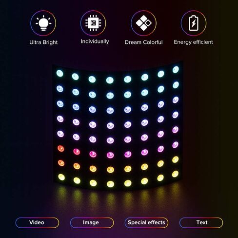 SEZO LED Matrix WS2812B RGB 5050SMD 16x16 256 Pixels Digital Flexible Individually Addressable for Arduino LED Programmed Screen Image Full Color Lighting DC5V in Saudi Arabia