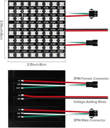 SEZO LED Matrix WS2812B RGB 5050SMD 16x16 256 Pixels Digital Flexible Individually Addressable for Arduino LED Programmed Screen Image Full Color Lighting DC5V in Saudi Arabia
