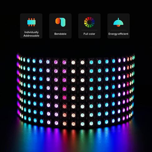 مصفوفة Sezo LED WS2812B RGB 5050SMD 16x16 256 بكسل مرنة رقمية مرنة بشكل فردي لـ Arduino LED صورة الشاشة المبرمجة الكاملة للإضاءة اللونية DC5V in Kuwait