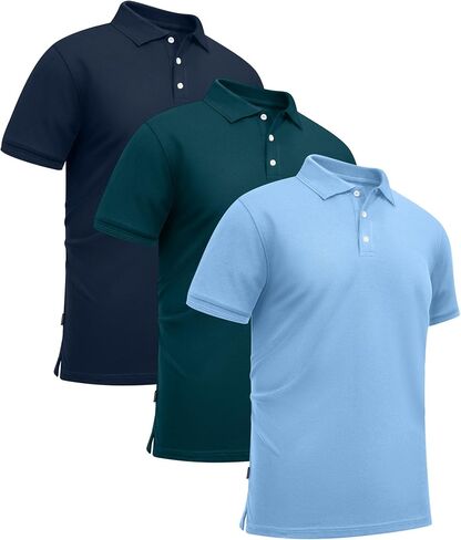 Zity Men's 3 Pack Pack Polo Dorts Short Sleeve Moisture-Wicking Golf Shirt Tops Coreal Tops in Saudi Arabia