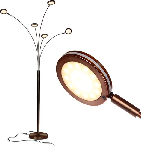 Brightech Orion Arc Floor Lamp for Living Room, Tree Floor Lamp with 5 Adjustable Arms, Multi-Head Standing Lamp with Flexible Rotating LEDs for Bedroom, Dorm - Bright Hanging Lighting - Satin Nickel in Saudi Arabia