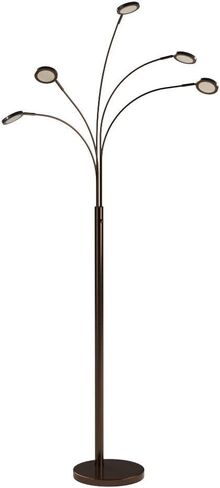 Brightech Orion Arc Floor Lamp for Living Room, Tree Floor Lamp with 5 Adjustable Arms, Multi-Head Standing Lamp with Flexible Rotating LEDs for Bedroom, Dorm - Bright Hanging Lighting - Satin Nickel in Saudi Arabia