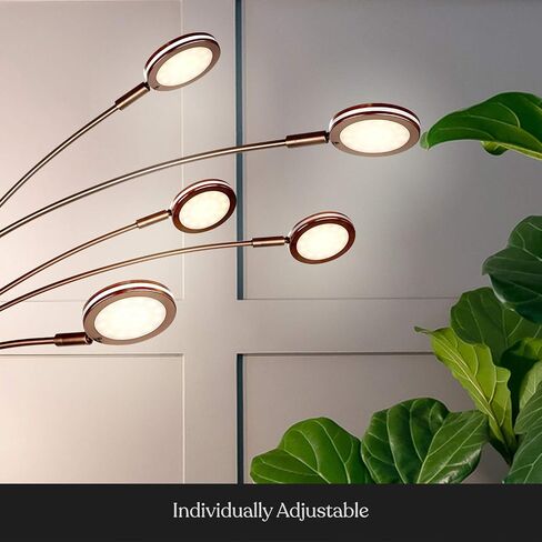Brightech Orion Arc Floor Lamp for Living Room, Tree Floor Lamp with 5 Adjustable Arms, Multi-Head Standing Lamp with Flexible Rotating LEDs for Bedroom, Dorm - Bright Hanging Lighting - Satin Nickel in Saudi Arabia