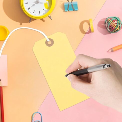 120PCS Blank Shipping Tag, 4 3/4 x 2 3/8 inches Manila Label Tags with String Attached Reinforced Hole Writable Large Marking Hang Tags with Wire (Morandi) in Kuwait