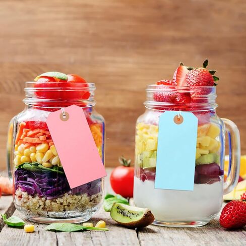 120PCS Blank Shipping Tag, 4 3/4 x 2 3/8 inches Manila Label Tags with String Attached Reinforced Hole Writable Large Marking Hang Tags with Wire (Morandi) in Kuwait