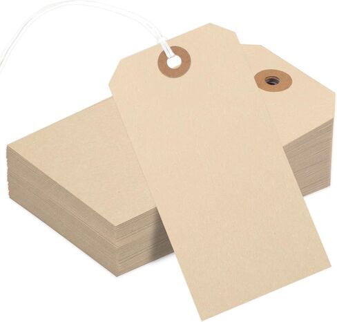 120PCS Blank Shipping Tag, 4 3/4 x 2 3/8 inches Manila Label Tags with String Attached Reinforced Hole Writable Large Marking Hang Tags with Wire (Morandi) in Kuwait