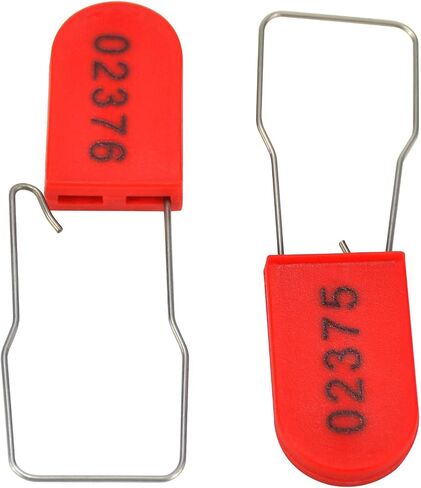Plastic Padlocks Security Seals Tags Water/Electricity Metal Wire Seal Locking Disposable Anti-Tamper Lock Tag with Numbered(50pcs,Red) in Saudi Arabia