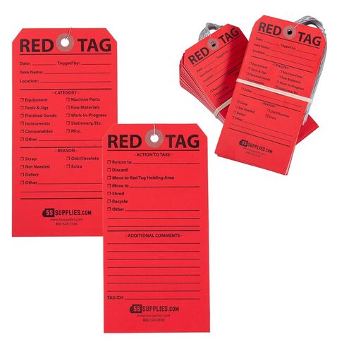 5S Red Tags (Wired) (50 Pack, Red) in Saudi Arabia