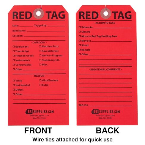 5S Red Tags (Wired) (50 Pack, Red) in Saudi Arabia