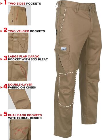 FR Ristop Pants for Men 6.5oz Flame Resistant Pants (2112& CAT2) 6-Pockets with Double Reinforced Knees in Saudi Arabia