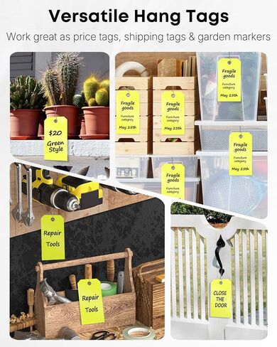 Uniclife 120 Pcs Plastic Tags for Labeling 4 Colors, 4.7"x 2.36" Plastic Shipping Tag with Wire Writable Waterproof Tag Price Tags with Reinforced Eyelet Blank Hang Label for Luggage in Saudi Arabia