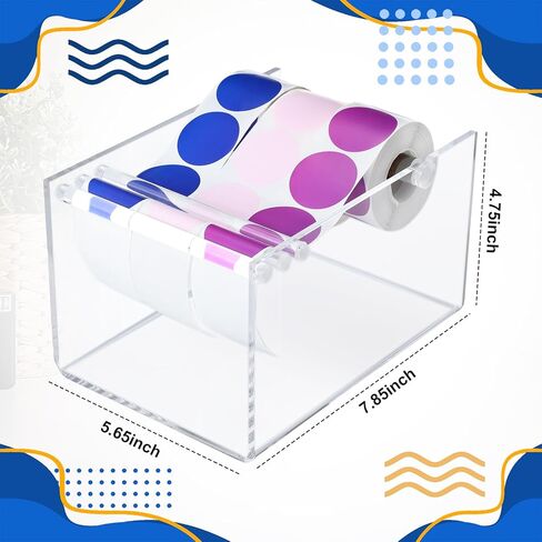 1 Pcs Adjustable Label Dispenser 3 Disks Sticker Roll Holder Sticker Dispenser Label Roll Holder Acrylic Tape Organizer Stand for Office Home Desktop(Black) in Kuwait