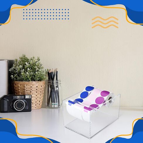 1 Pcs Adjustable Label Dispenser 3 Disks Sticker Roll Holder Sticker Dispenser Label Roll Holder Acrylic Tape Organizer Stand for Office Home Desktop(Black) in Kuwait