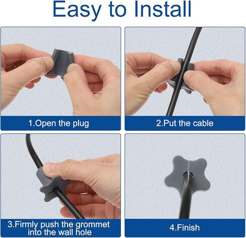 uxcell 8Pcs Cable Grommet for 5/8 Inch Wall Hole, Silicone Cable Routing Kit Anti-Slip Wall Cable Pass Through Accessories for Ethernet Cable (Black) in Saudi Arabia