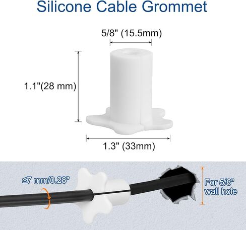 uxcell 8Pcs Cable Grommet for 5/8 Inch Wall Hole, Silicone Cable Routing Kit Anti-Slip Wall Cable Pass Through Accessories for Ethernet Cable (Black) in Saudi Arabia