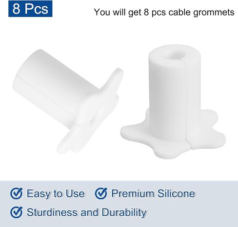 uxcell 8Pcs Cable Grommet for 5/8 Inch Wall Hole, Silicone Cable Routing Kit Anti-Slip Wall Cable Pass Through Accessories for Ethernet Cable (Black) in Saudi Arabia