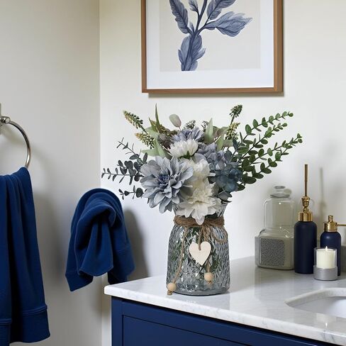 بقايا زهور مزيفة في إناء ، زهور فو في مزهرية ، مركزية مركزية لغرفة الطعام ، القطع المركزية للزهور للجداول ، الزهور الاصطناعية في مزهرية ، ديكور طاولة المطبخ ، ديكور طاولة القهوة in Kuwait