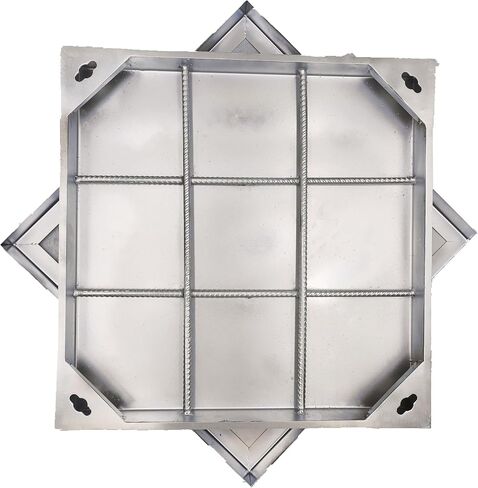 Stainless Steel Manhole Cover and Frame 28x28, B Class Square Septic Tank Lid with Base, Invisible Sewage Basin Cover, Heavy Duty Metal Inspection Lid for Driveway, Yard (27.6X 27.6) in Kuwait