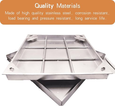 Stainless Steel Manhole Cover and Frame 28x28, B Class Square Septic Tank Lid with Base, Invisible Sewage Basin Cover, Heavy Duty Metal Inspection Lid for Driveway, Yard (27.6X 27.6) in Kuwait