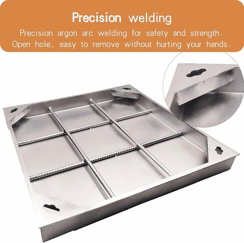 Stainless Steel Manhole Cover and Frame 28x28, B Class Square Septic Tank Lid with Base, Invisible Sewage Basin Cover, Heavy Duty Metal Inspection Lid for Driveway, Yard (27.6X 27.6) in Kuwait