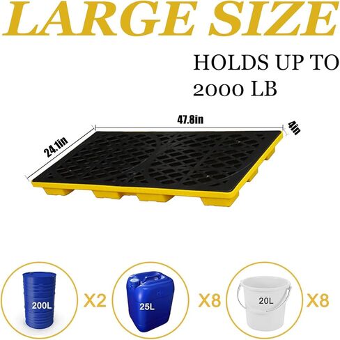 2 منصة تسرب الأسطوانة مع تصنيع وجيوب الرافعة الشوكية ، 47.8 "x24.1" × 4 "قدرة على الوزن 2000 رطل للداخلية/الخارجي ، المرآب ، المطبخ والطابق السفلي تخزين الشحن in Kuwait