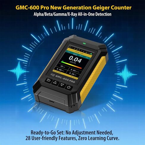 GQ GMC-600 Pro Geiger Counter Counter Confector-Dosimeter for Alpha و Beta و Gamma و X-Ray-مراقبة الإشعاع المحمولة مع بيانات في الوقت الفعلي ، ومشاركة البيانات العالمية ، وشاشة LCD و USB in Kuwait