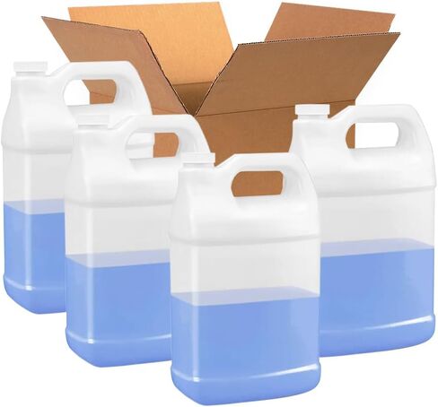 1 جالون بلاستيك إبريق (4 عبوات) قابلة لإعادة الاستخدام مع مربع الشحن ، آمن الطعام ، BPA Free | حاويات HDPE الشاقة للمياه ، الصلصات ، الصابون ، المنظفات ، السوائل | المسمار على غطاء شفاف in Kuwait