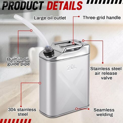 Blulu 1 Pcs 20-qt (5 Gallon) Stainless Cooking Oil Storage Can 13. 6 x 6. 7 x 18. 5 Commercial Grade 304 Food Safety Oil Distributor for Kitchens Restaurants Food Trucks in Saudi Arabia