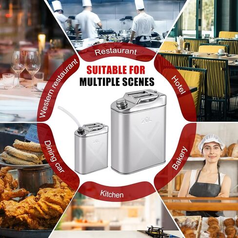 Blulu 1 Pcs 20-qt (5 Gallon) Stainless Cooking Oil Storage Can 13. 6 x 6. 7 x 18. 5 Commercial Grade 304 Food Safety Oil Distributor for Kitchens Restaurants Food Trucks in Saudi Arabia