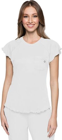 Med Couture Underscrub Raglan Sleeve Women Medical Top with Rib-Knit Round Neckline & Chest Pocket - MC706 in Kuwait