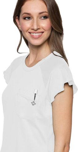 Med Couture Underscrub Raglan Sleeve Women Medical Top with Rib-Knit Round Neckline & Chest Pocket - MC706 in Kuwait