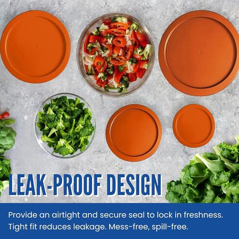 Replacement Lids for Pyrex 4-Cup Glass Food Storage Container Bowls, 6-Inch Plastic Round Lids Covers fits Pyrex 7201-PC, Airtight & Leakproof (4-Pack, Purple) in Kuwait