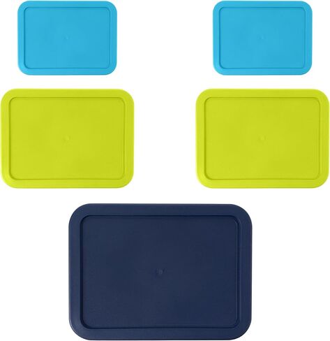 Rectangular Replacement Lids for Pyrex Glass Food Storage Containers (2) 3-Cup (2) 6-Cup (1) 11-Cup (Navy) in Saudi Arabia
