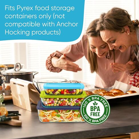 Rectangular Replacement Lids for Pyrex Glass Food Storage Containers (2) 3-Cup (2) 6-Cup (1) 11-Cup (Navy) in Saudi Arabia