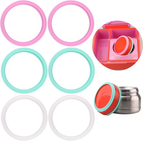 6 PCS استبدال غطاء الغطاء المطاطي لـ Omie Omiebox Bento Lunch Box ， حشية المطاط لـ Omie Omiebox Bento Box ، مطاط سيليكون آمن بنسبة 100 ٪ (3 ألوان in Kuwait
