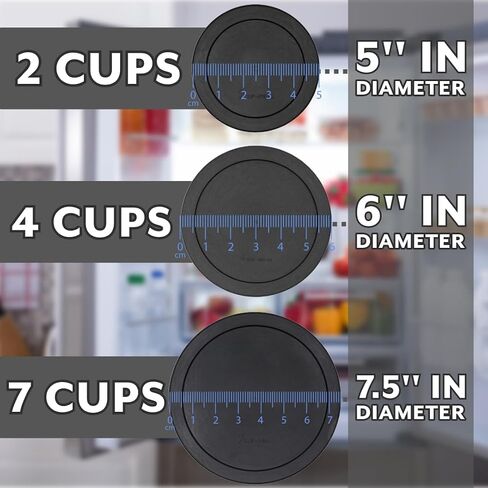 CIBI Food Storage Container Lids (2 Cups, Blue - 6PK) For Pyrex and Anchor Round Glass Containers, Dishwasher and Microwave Safe Replacement Lids in Kuwait