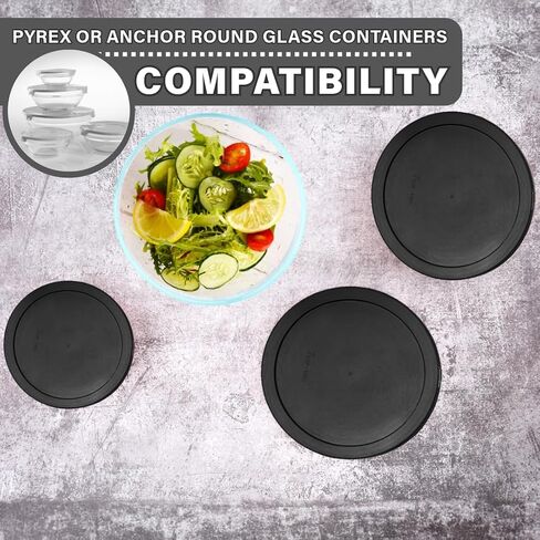 CIBI Food Storage Container Lids (2 Cups, Blue - 6PK) For Pyrex and Anchor Round Glass Containers, Dishwasher and Microwave Safe Replacement Lids in Kuwait