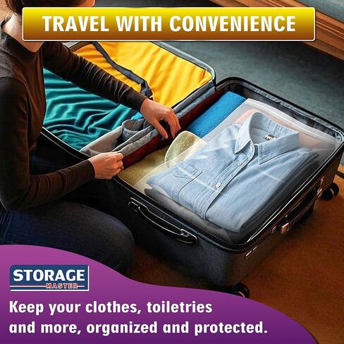 أكياس بلاستيكية كبيرة تبلغ 5 جالون غالون للتخزين- 18 '× 24' ، مثالية لملابس الملابس ، والسفر ، والتحرك ، والبلاستيك الشفاف سميك 2 ميل ، و 10 عبوات in Kuwait