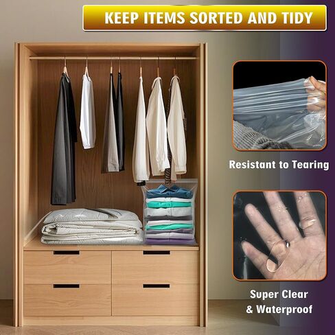 أكياس بلاستيكية كبيرة تبلغ 5 جالون غالون للتخزين- 18 '× 24' ، مثالية لملابس الملابس ، والسفر ، والتحرك ، والبلاستيك الشفاف سميك 2 ميل ، و 10 عبوات in Kuwait