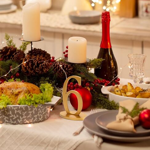 Xuwaidsgn أرقام طاولة الذهب 1-15 مع قاعدة ريفية بيضاوية لأرقام حفلات الزفاف 5 بوصة علامات زفاف عالية الذهب. in Kuwait