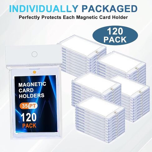 180pt Magnetic Card Holders, 15ct One Card Touch Holder for Trading Cards, Baseball Card Protectors Hard Plastic, Magnetic Thick Card Display Case for Sports Cards, Game Cards in Kuwait