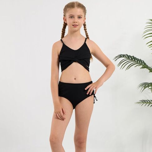 فتيات 2 قطعة السباحة في هاواي كريس كروس صليب البيكيني بدلة السباحة الصيفية الشاطئ مع وسادة الصدر 7-16T in Kuwait