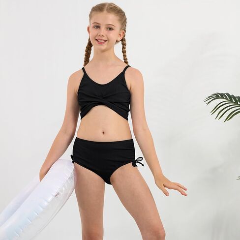 فتيات 2 قطعة السباحة في هاواي كريس كروس صليب البيكيني بدلة السباحة الصيفية الشاطئ مع وسادة الصدر 7-16T in Kuwait