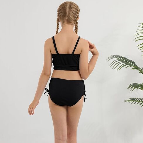 فتيات 2 قطعة السباحة في هاواي كريس كروس صليب البيكيني بدلة السباحة الصيفية الشاطئ مع وسادة الصدر 7-16T in Kuwait